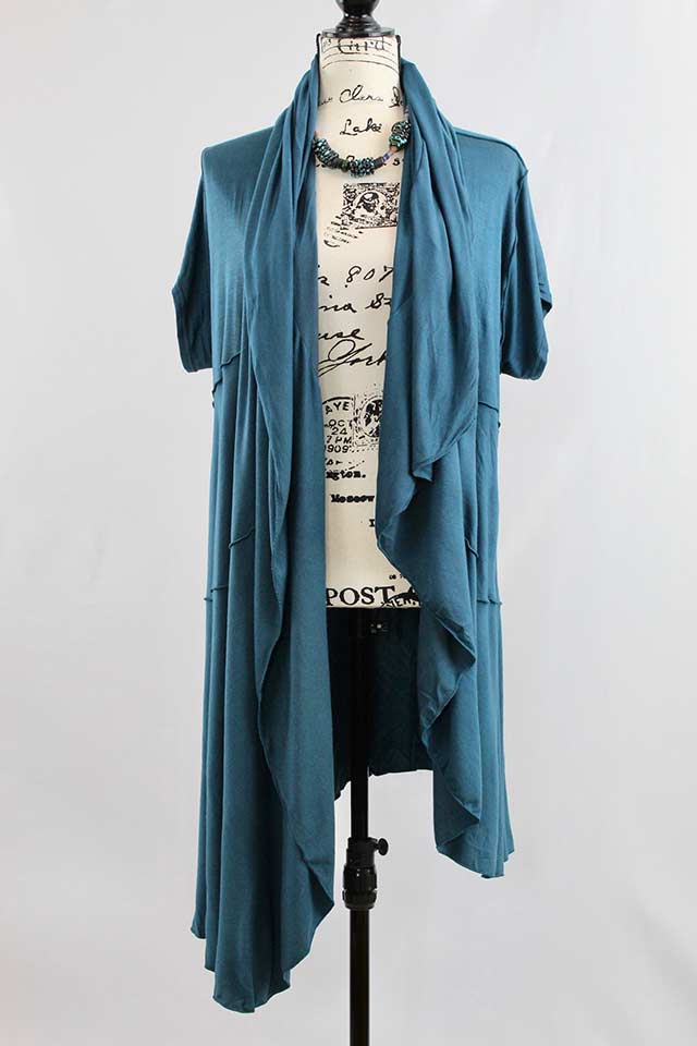 Elfarrow Short-Sleeve Viscose Turquoise Jacket | When Ordinary Won't Do